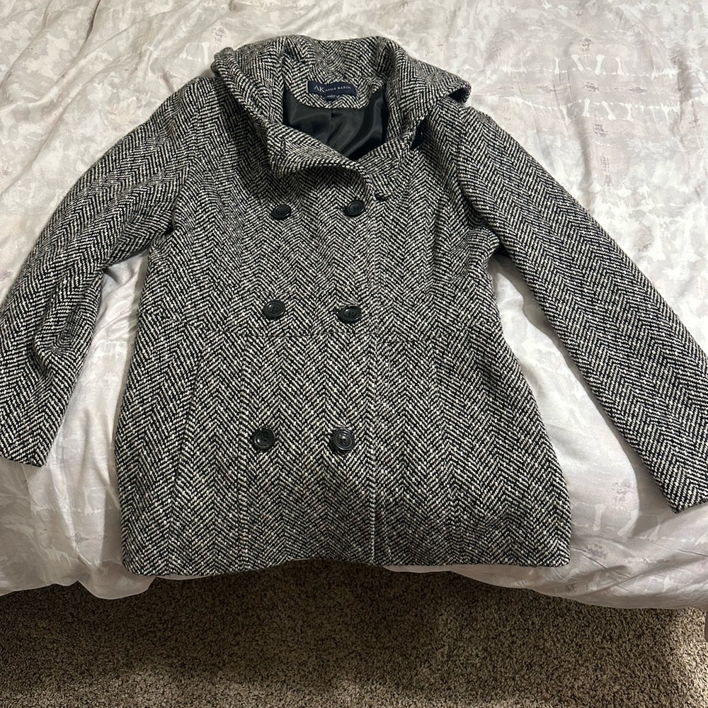 Anne Klein Black and Gray Pea Coat